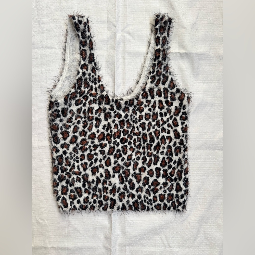 Show Me Your Mumu Ricki Tank Fuzzy Cheetah Leopard Print XS